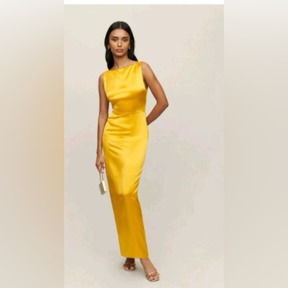 Reformation Yellow Silk Maxi Dress
